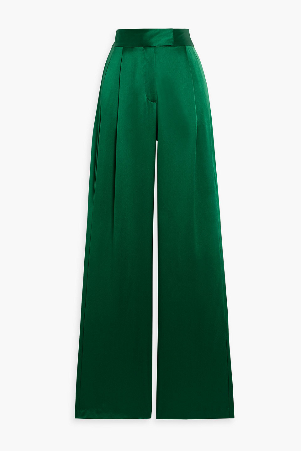 The Sei Silk-satin Wide-leg Pants In Green