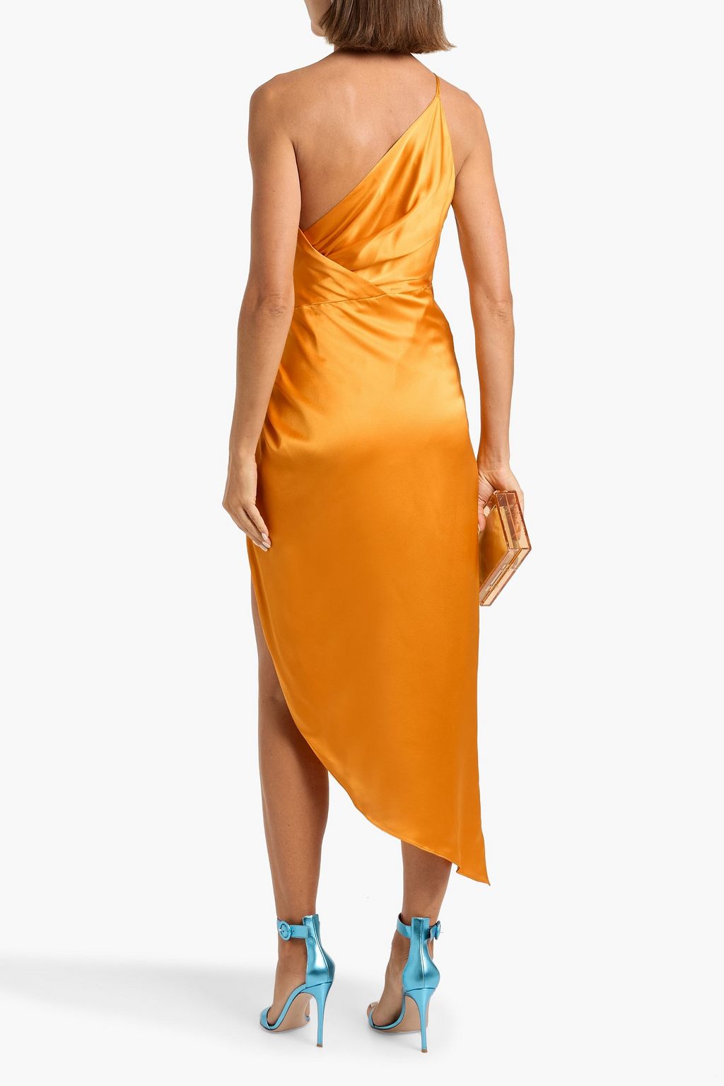 MICHELLE MASON One-shoulder twisted silk-satin dress