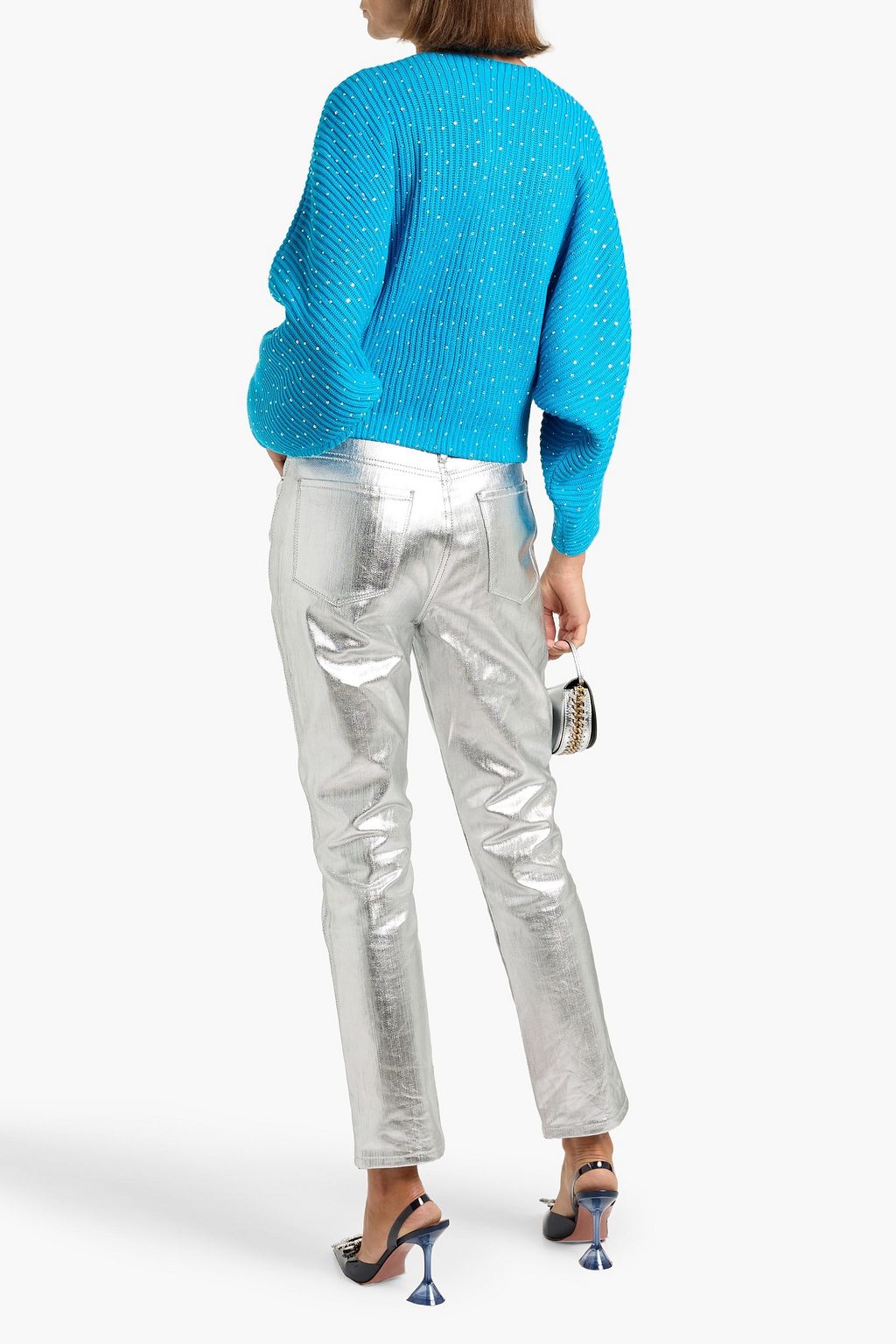 THE SEI Crystal-embellished ribbed cotton sweater