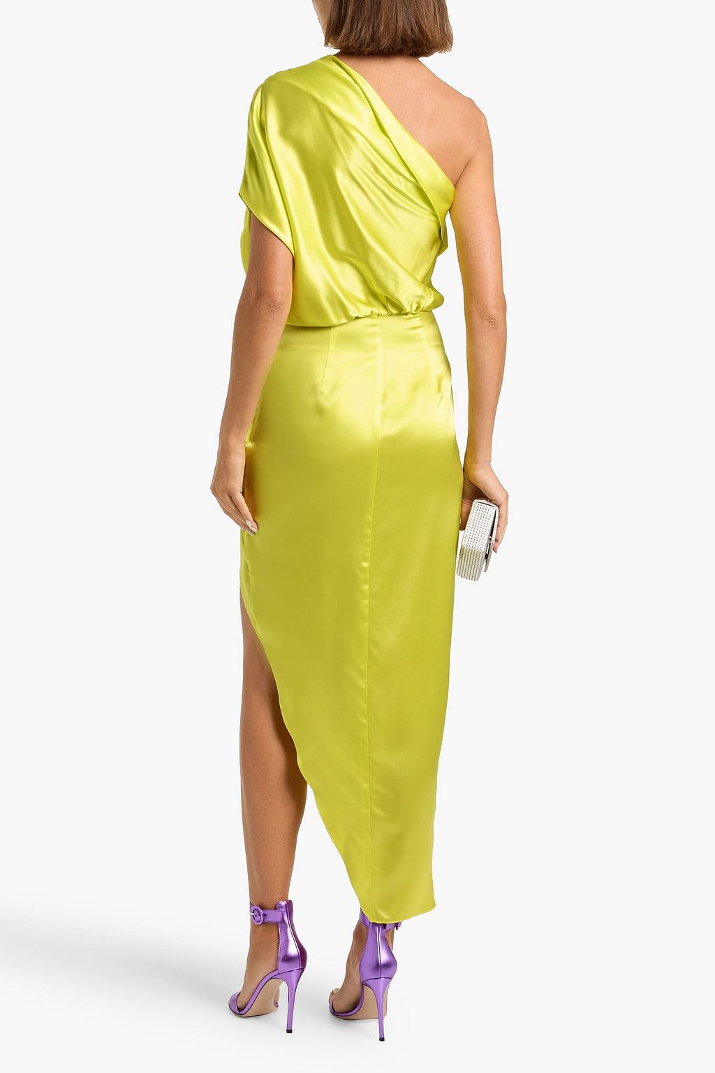 MICHELLE MASON One-shoulder draped silk-satin maxi dress