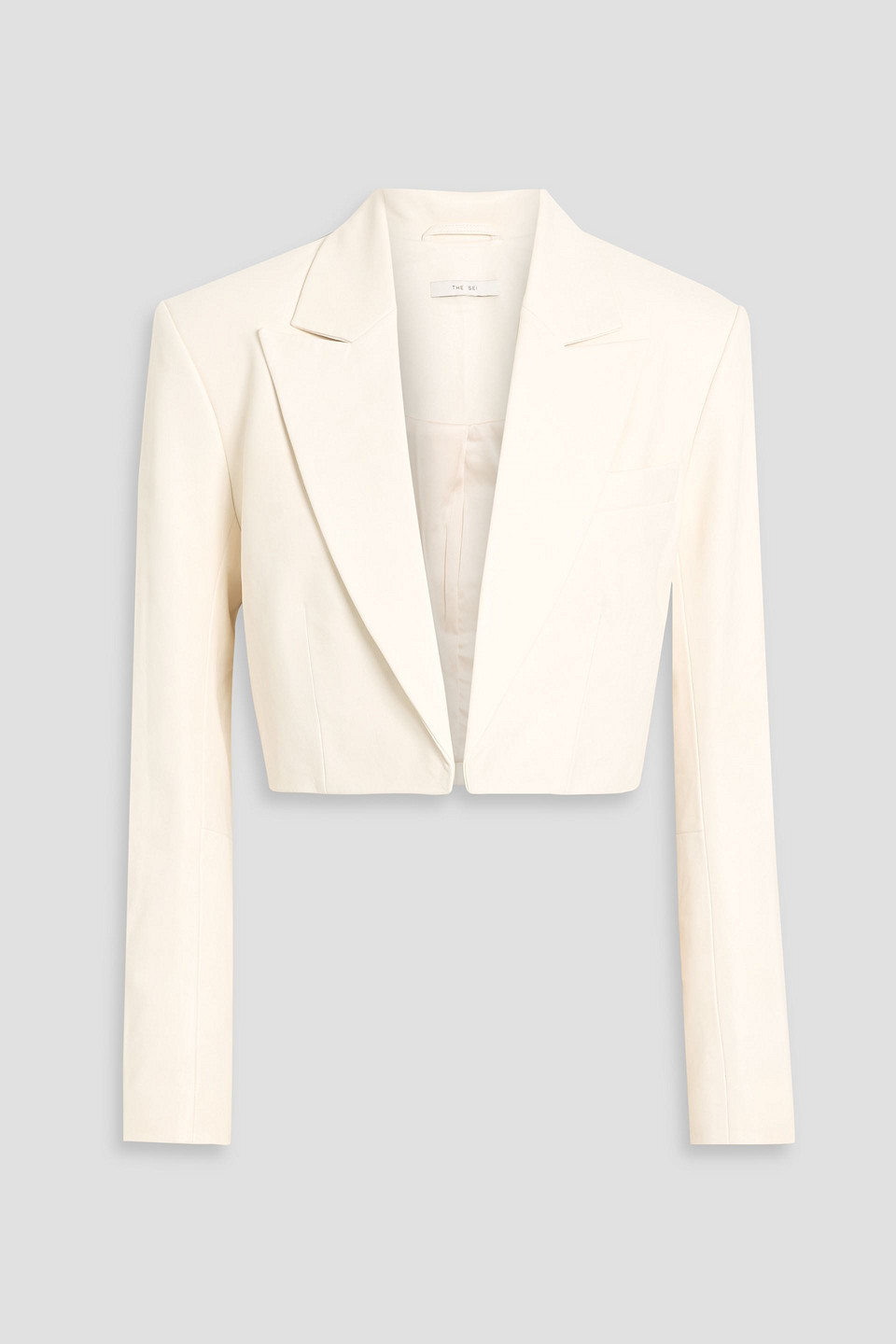 The Sei Cropped Leather Jacket In White