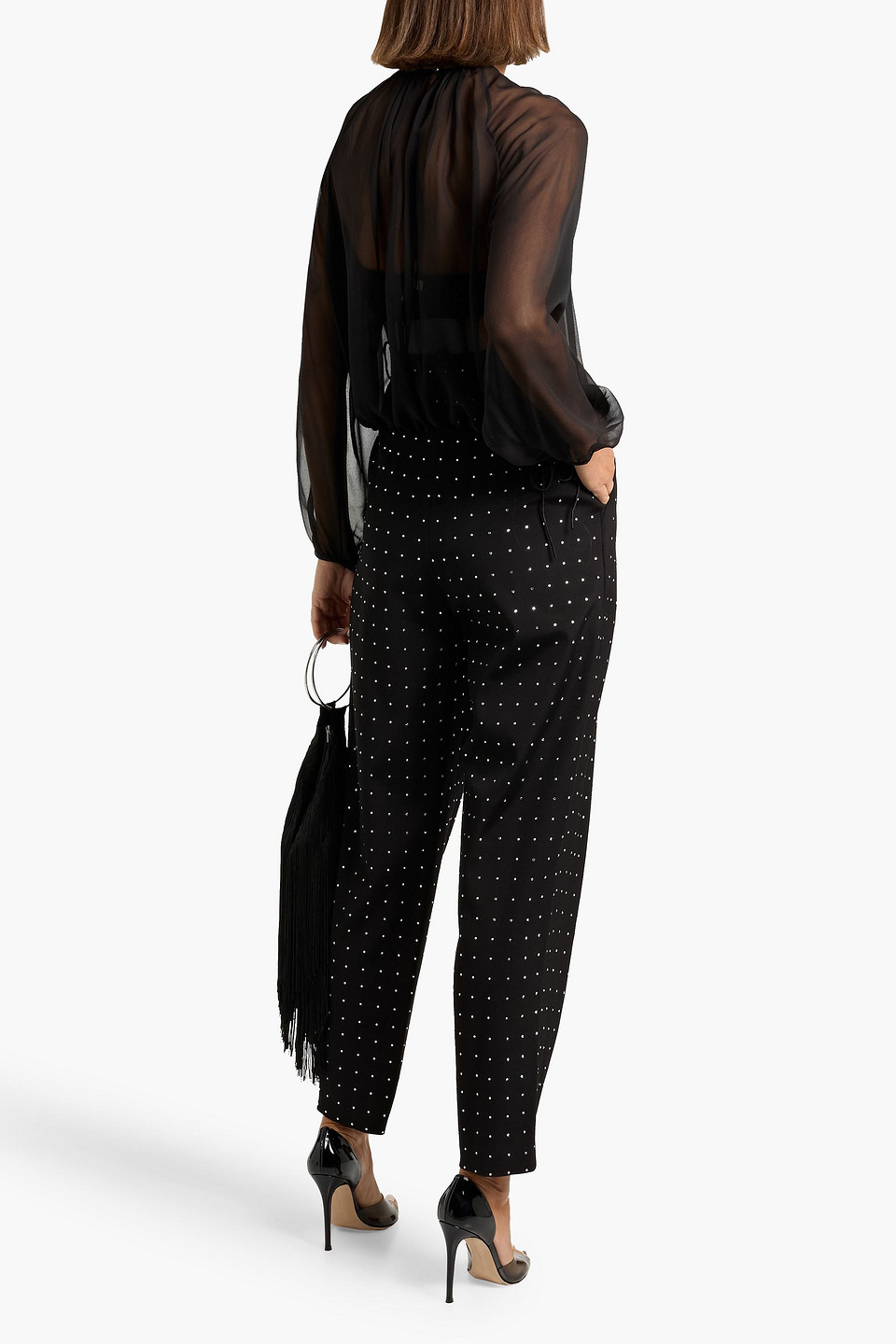 The Sei Gathered Silk-chiffon Blouse In Black