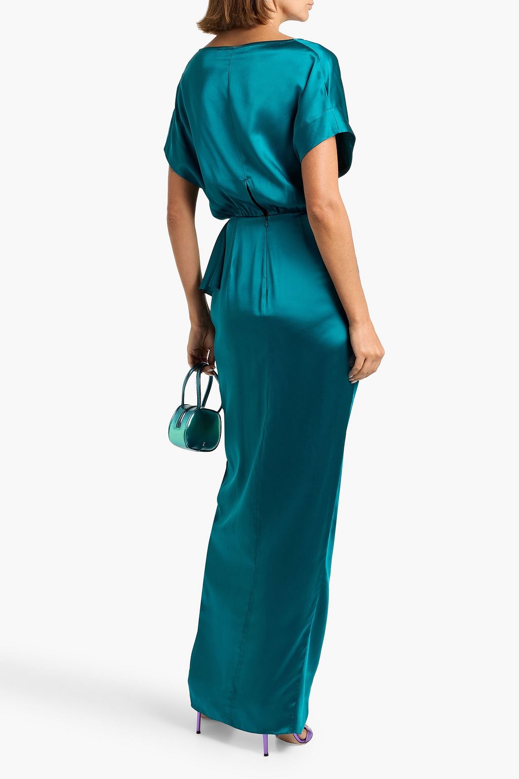 MICHELLE MASON Wrap-effect silk-satin gown