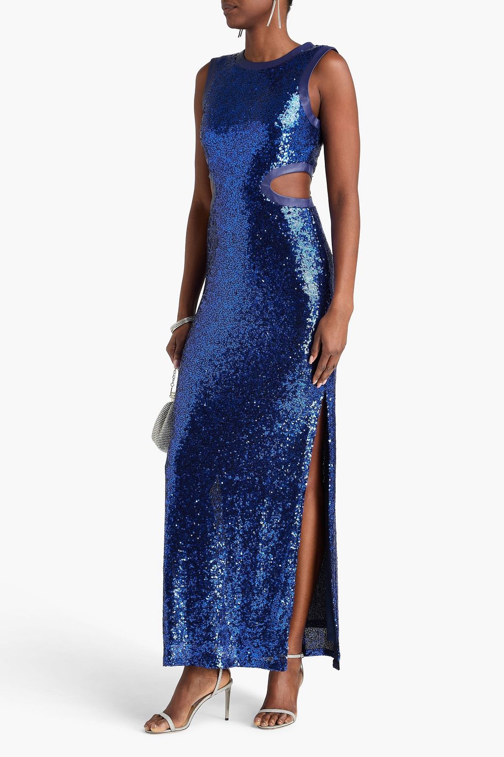 STAUD Dolce cutout sequined stretch-tulle maxi dress