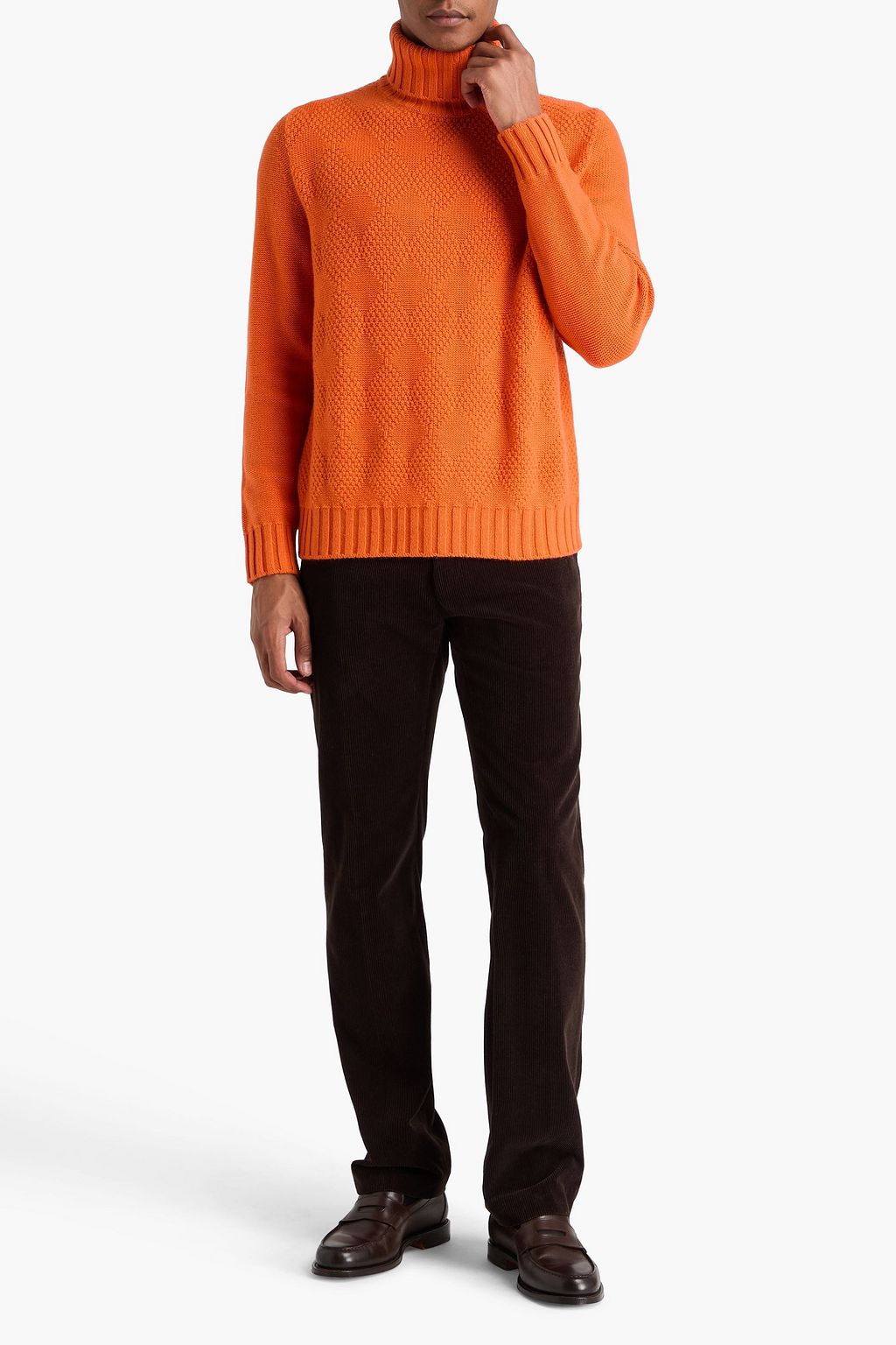 CANALI Jacquard-knit cashmere turtleneck sweater