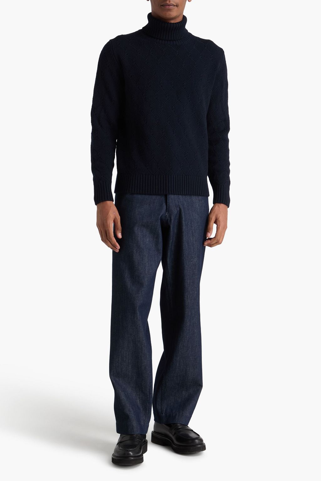CANALI Jacquard-knit merino wool turtleneck sweater