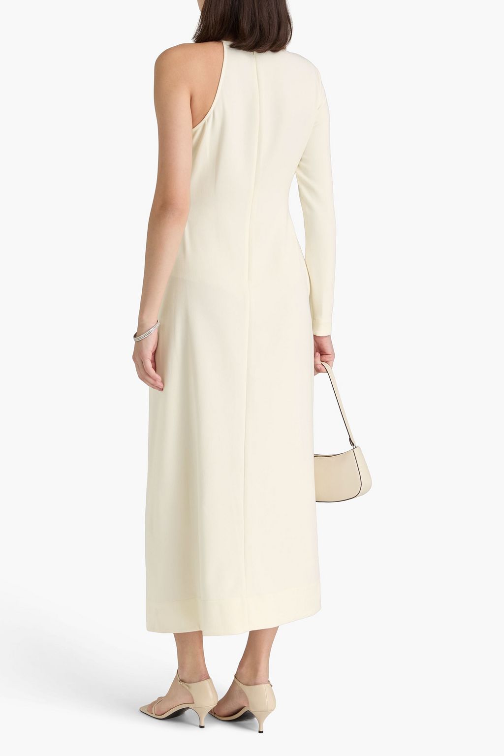 STAUD فستان زوري متوسط الطول بكم واحد من الجيرسي