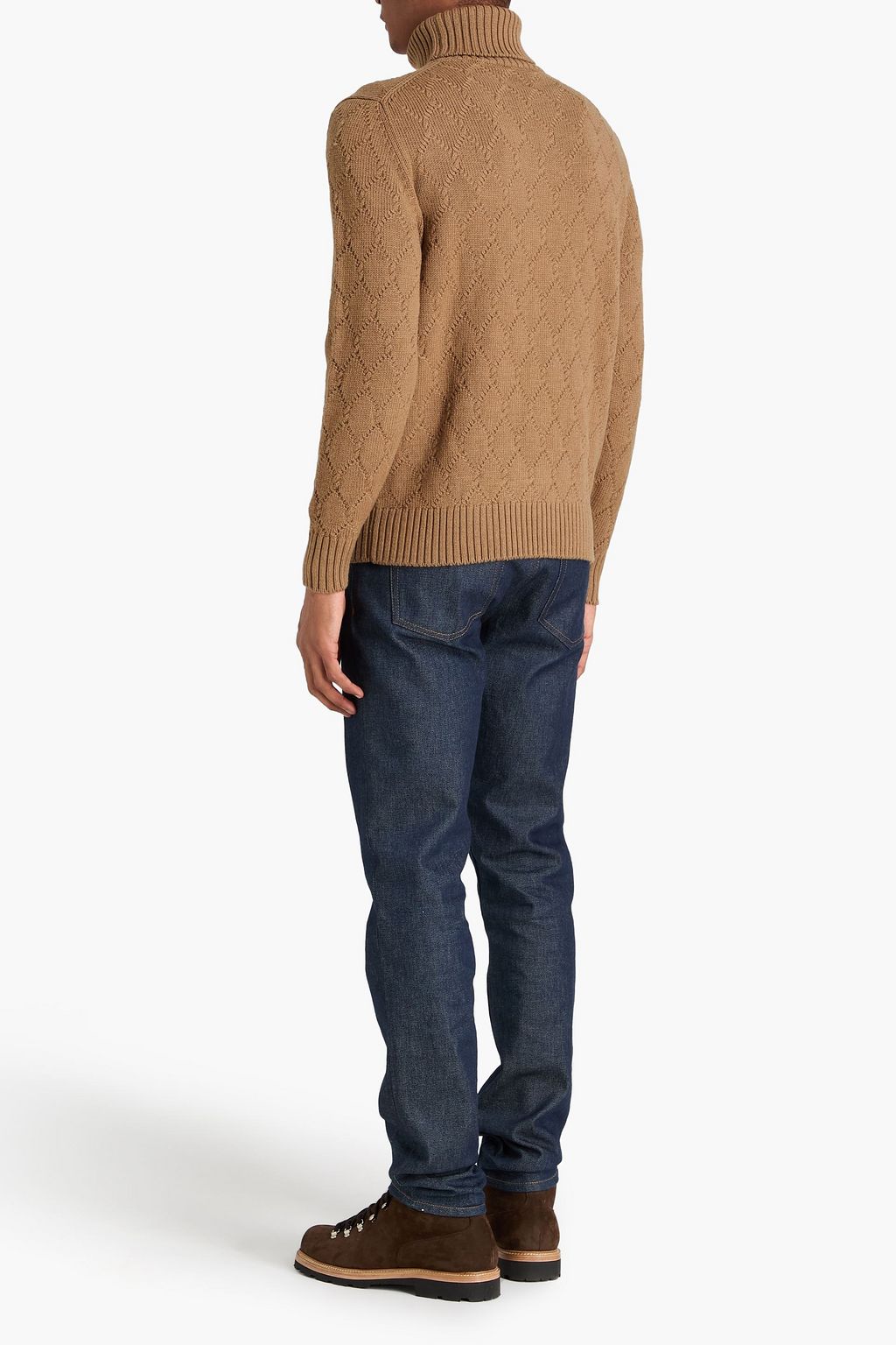 CANALI Jacquard-knit merino wool turtleneck sweater