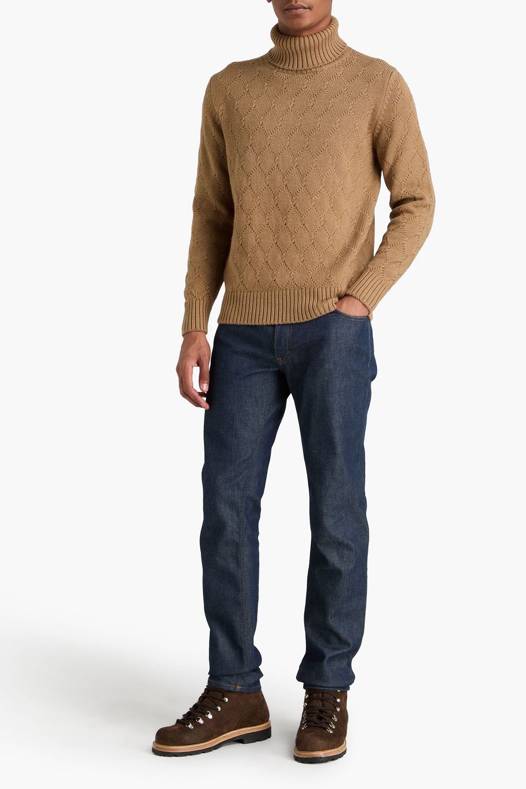 CANALI Jacquard-knit merino wool turtleneck sweater