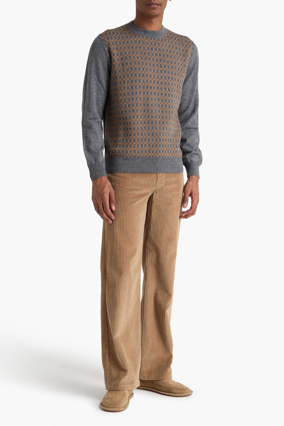  Canali - Pullover „argyle“ Aus Jacquard-strick Aus Merinowolle - Grau - It 56 