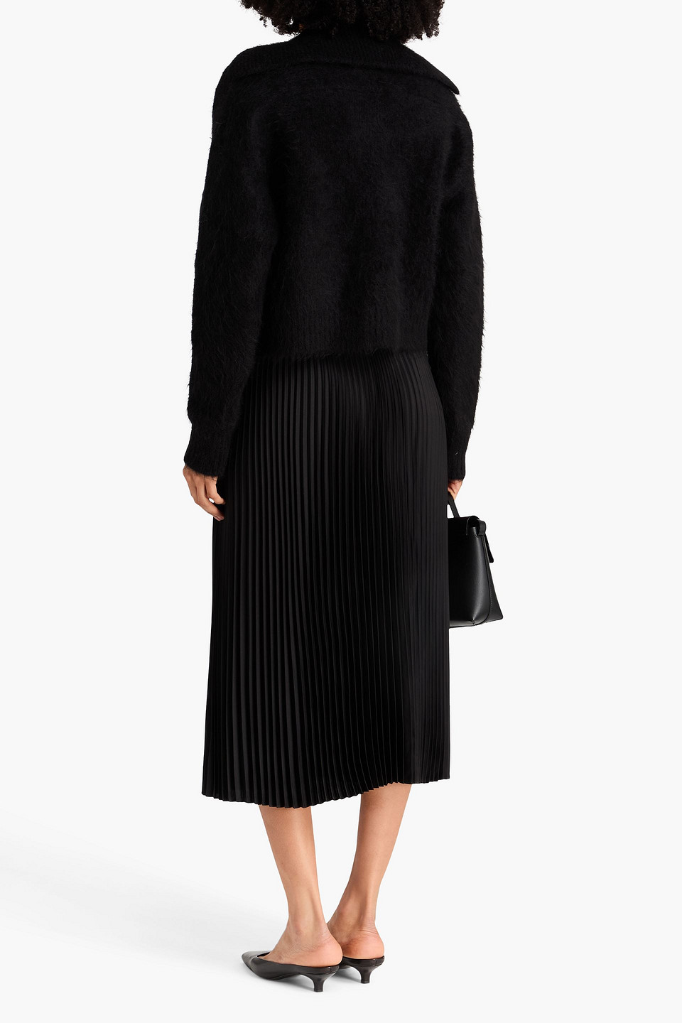  Theory - Pleated Satin-crepe Midi Skirt - Black - Us 12 