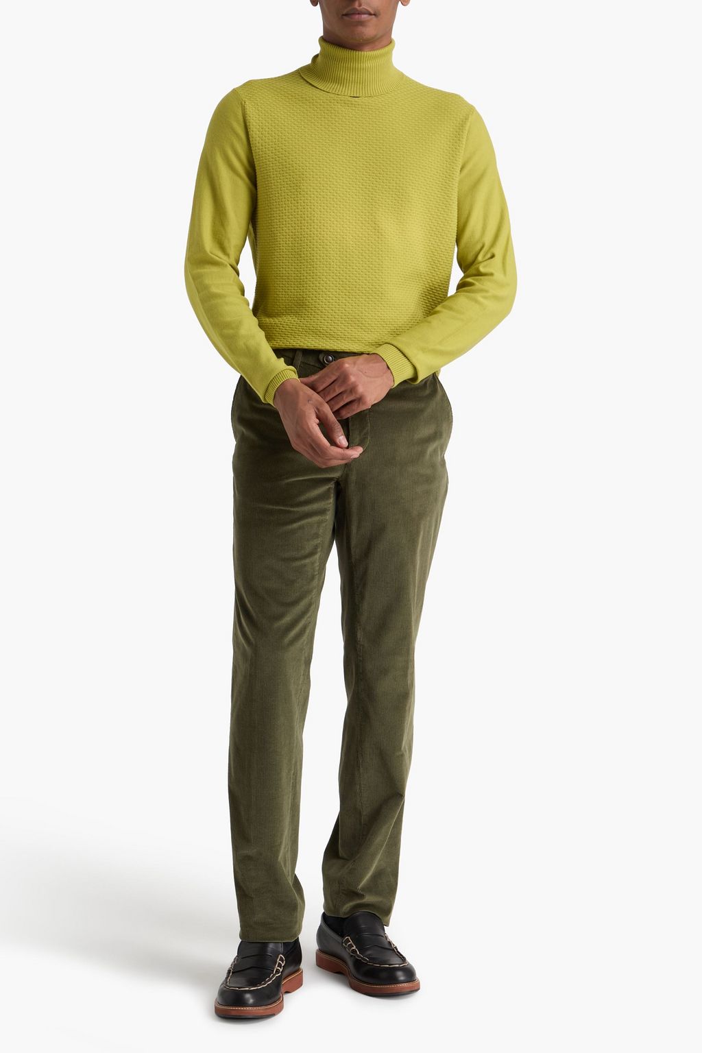 CANALI Jacquard-knit cotton-blend turtleneck sweater