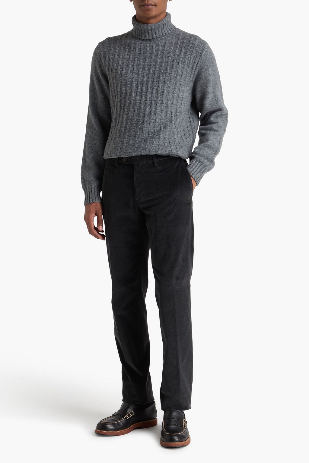 CANALI Jacquard-knit wool-blend turtleneck sweater