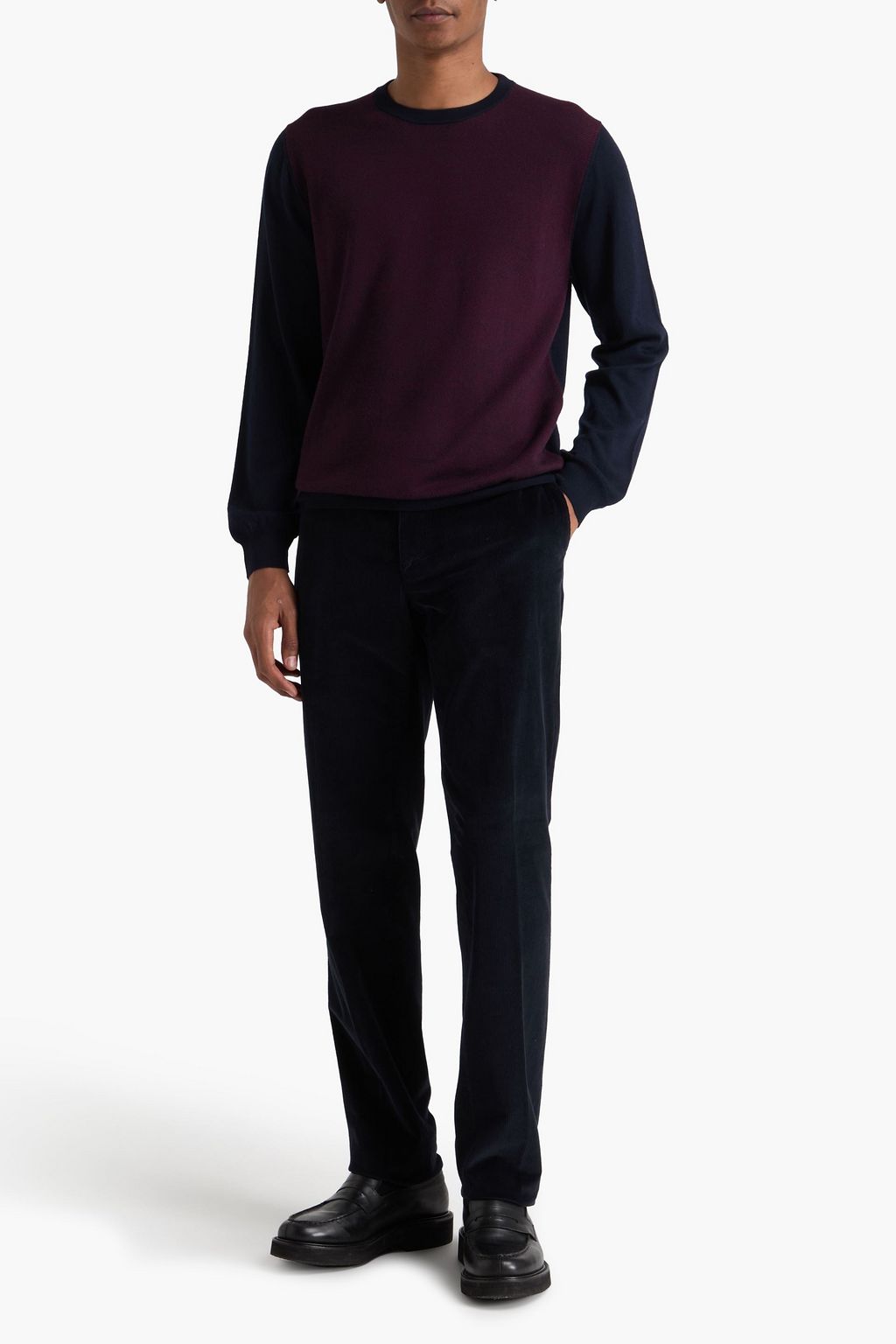 CANALI Two-tone jacquard-knit wool sweater
