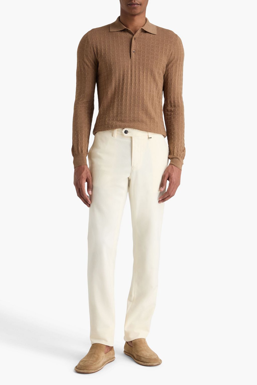 CANALI Jacquard-knit wool polo sweater