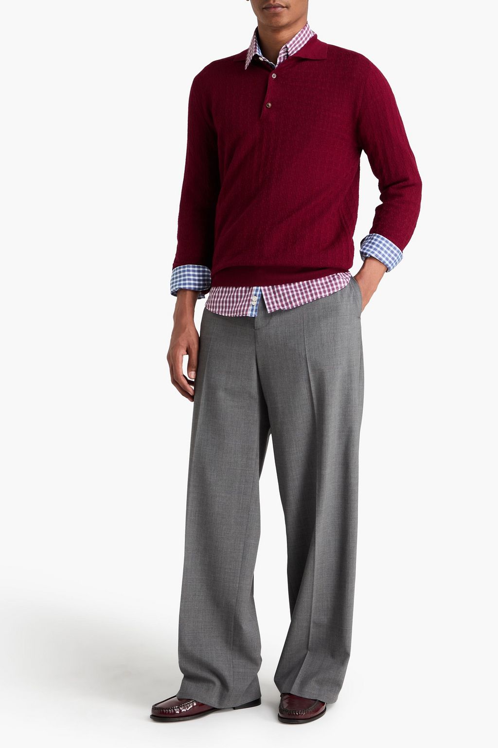 CANALI Jacquard-knit wool polo sweater