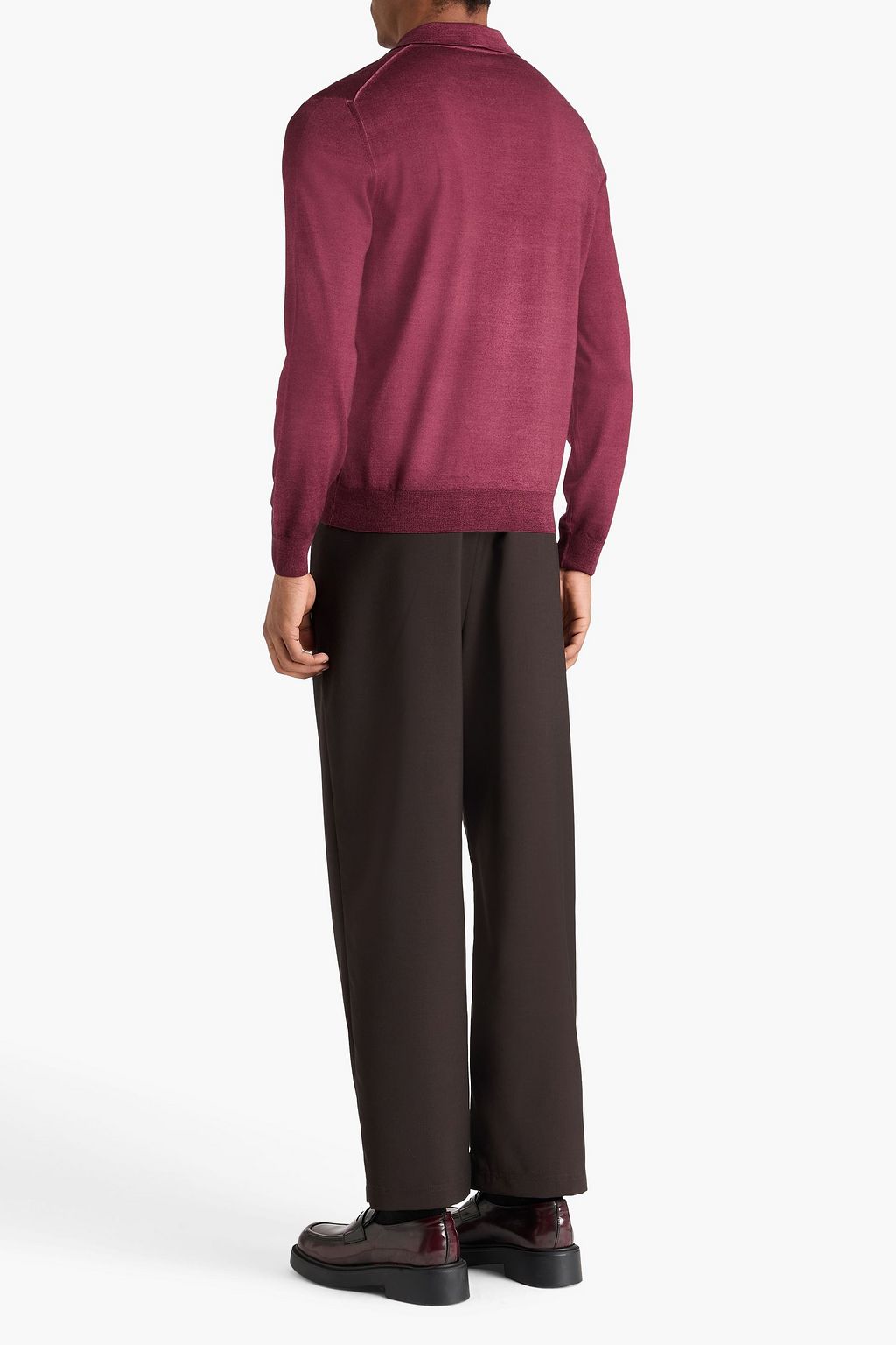 CANALI Wool and silk-blend polo sweater