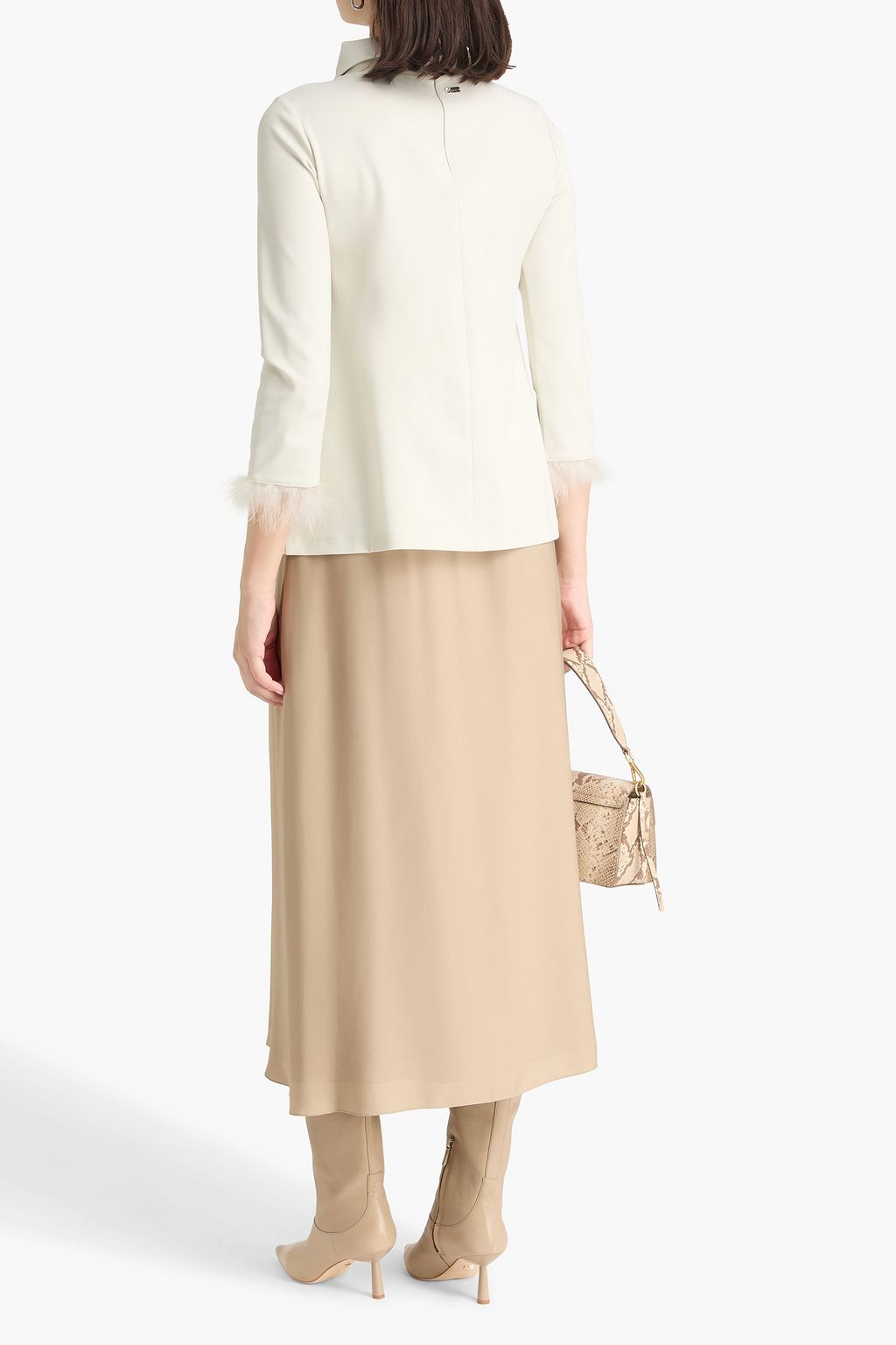 HERNO Feather-embellished stretch-crepe top