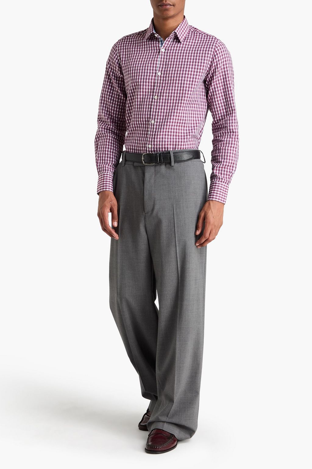 CANALI Gingham cotton-jacquard shirt