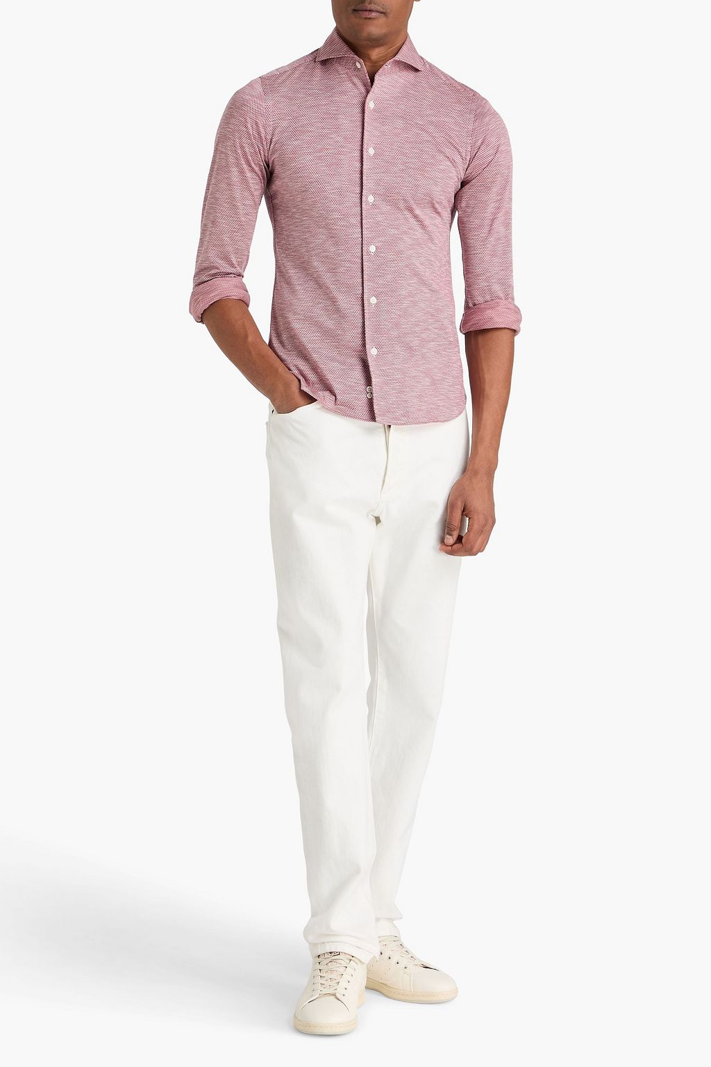 CANALI Printed cotton-jersey shirt