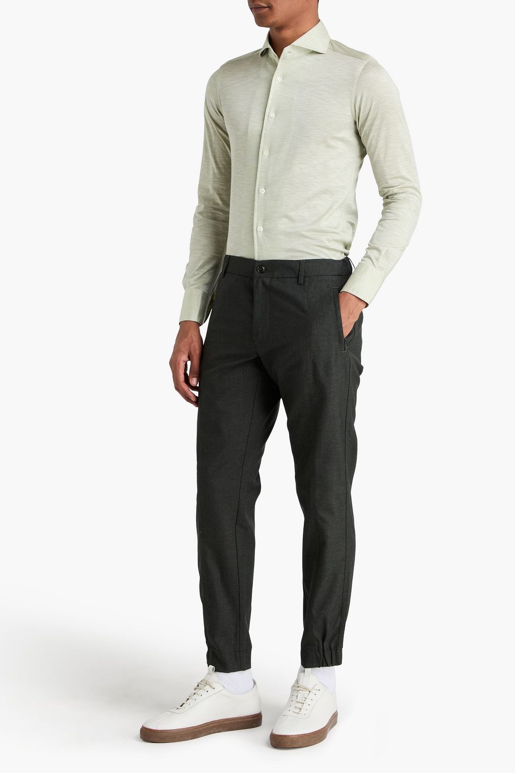 CANALI Printed cotton-jersey shirt