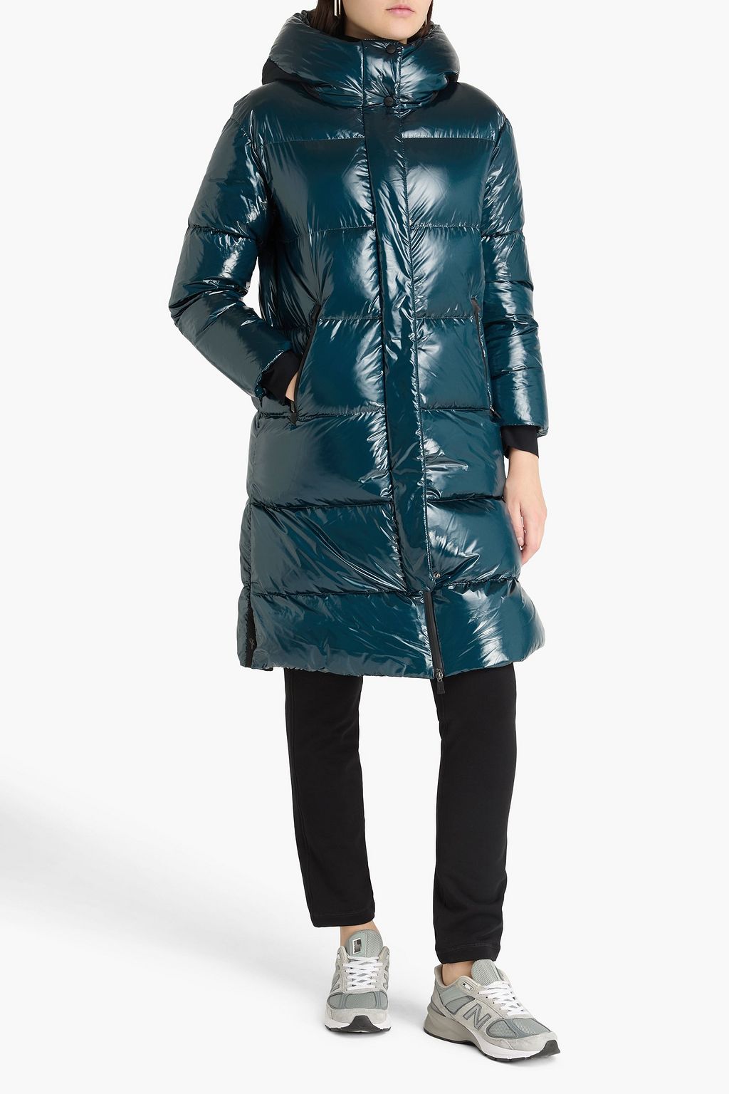 HERNO معطف بقبعة مبطّن من قماش عازل محشو بالزغب