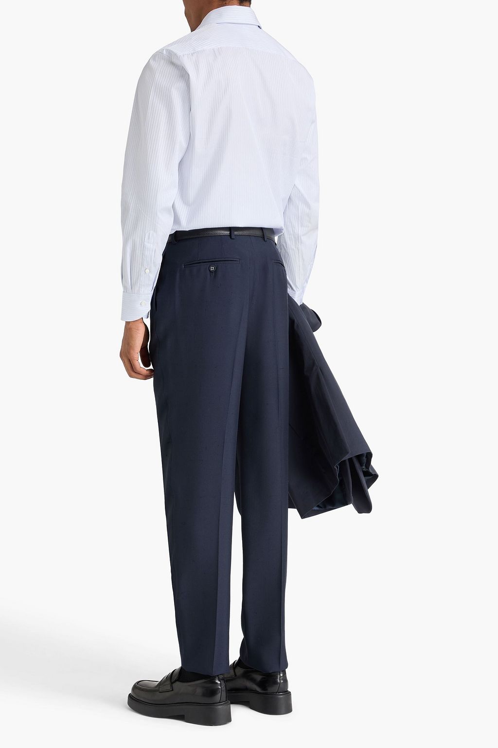 CANALI Striped cotton-jacquard shirt