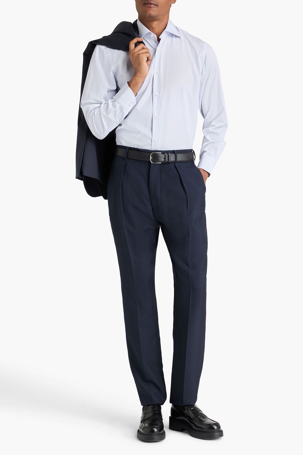 CANALI Striped cotton-jacquard shirt