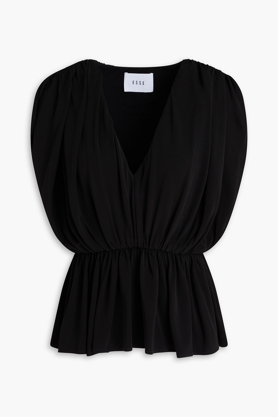 Esse Studios Bonachi Draped Jersey Top In Black