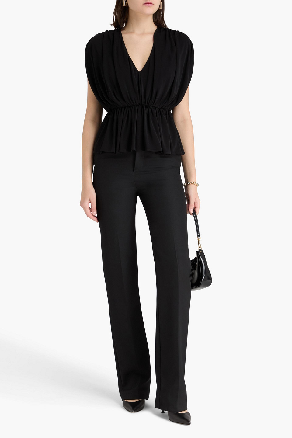 Esse Studios Bonachi Draped Jersey Top In Black