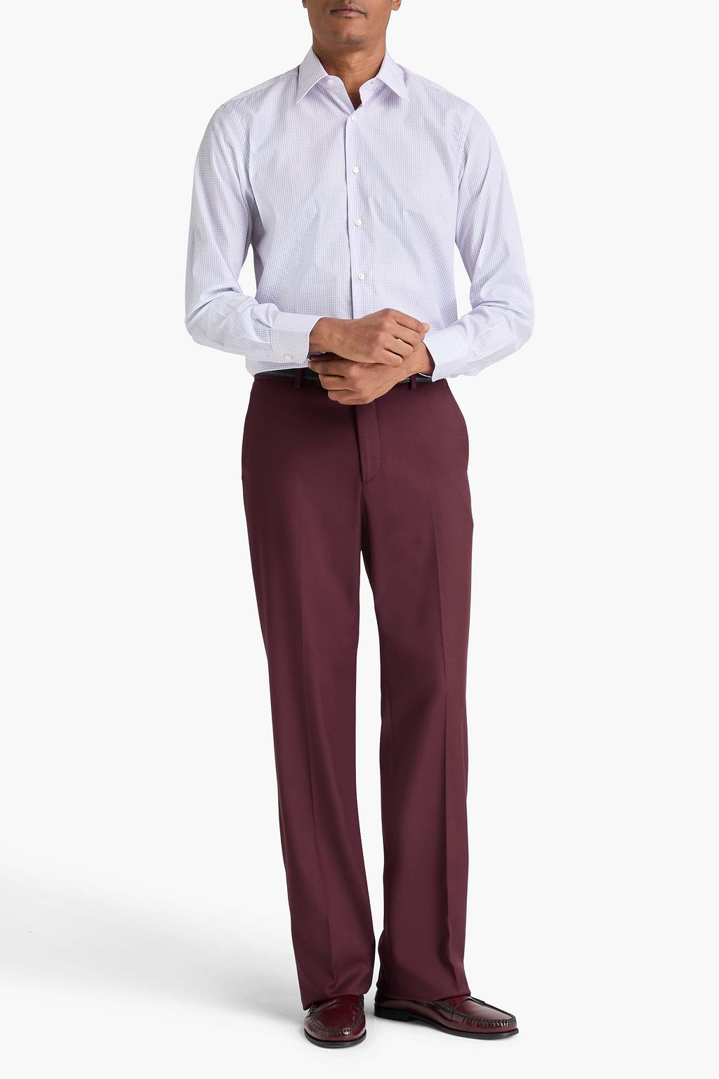 CANALI Checked cotton-poplin shirt