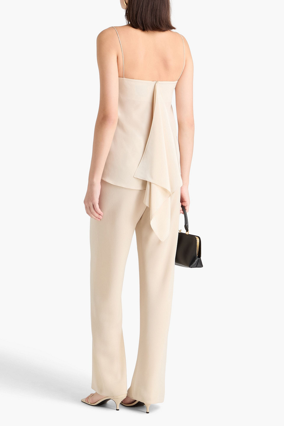  Esse Studios - Finesa Draped Silk Crepe De Chine Camisole - White - Uk 12 