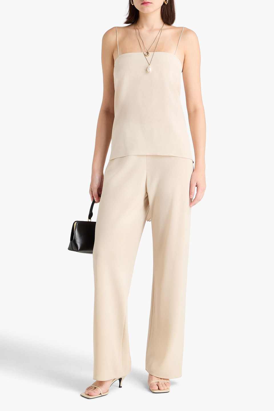  Esse Studios - Finesa Draped Silk Crepe De Chine Camisole - White - Uk 12 