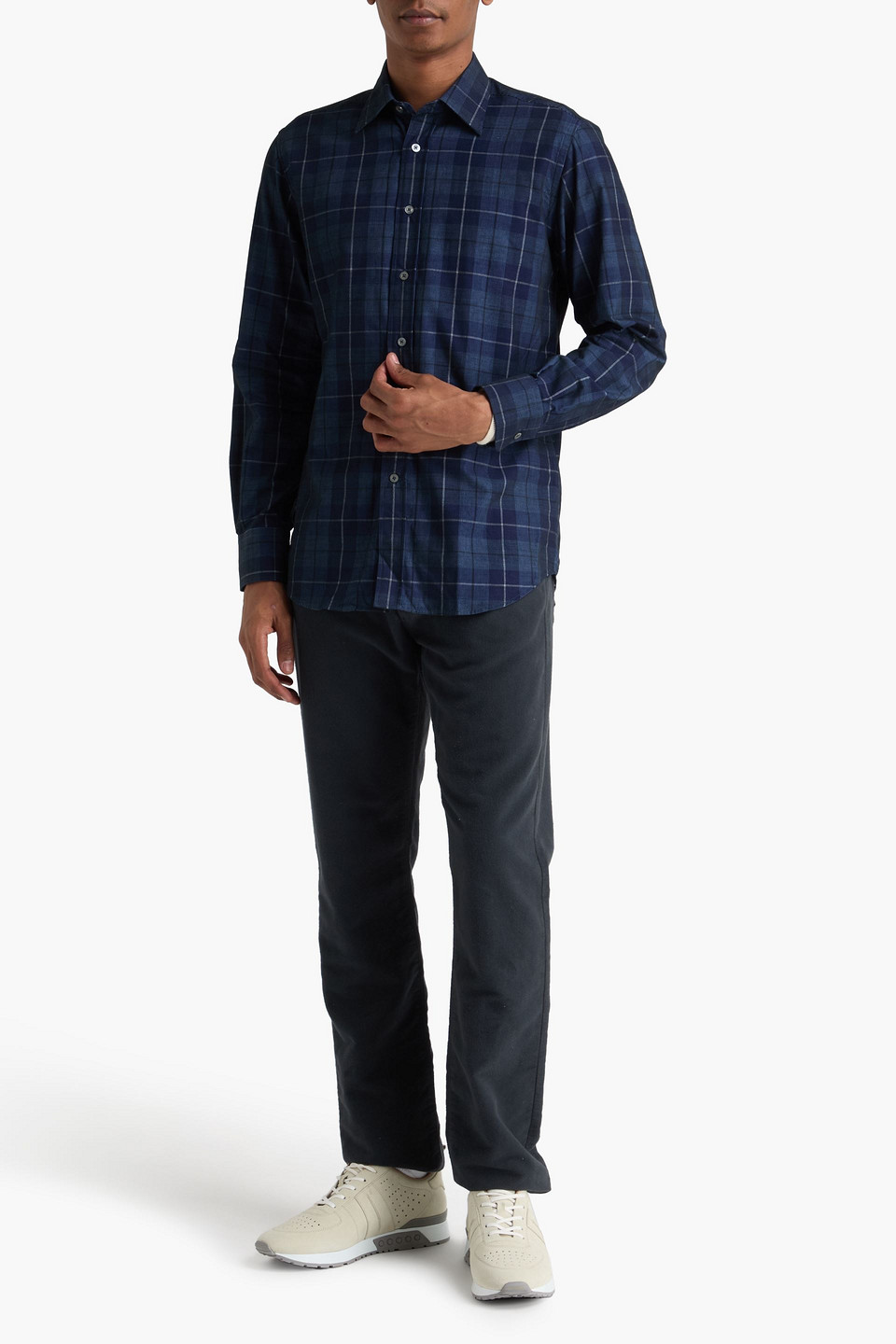  Canali - Kariertes Hemd Aus Baumwolle - Blau - S 