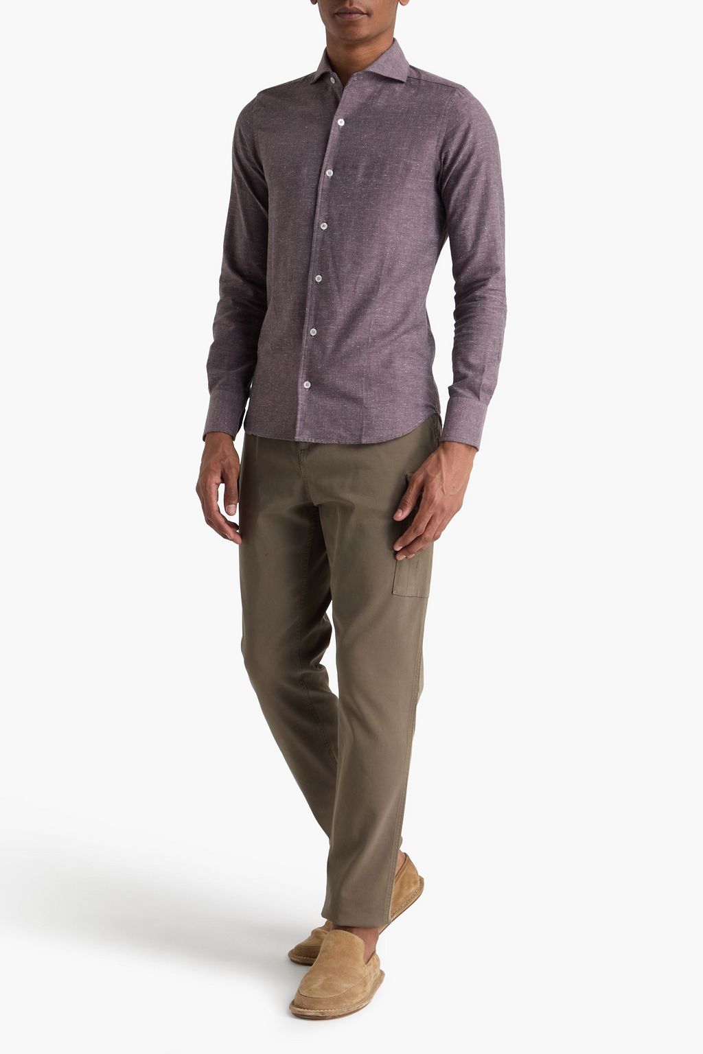 CANALI Donegal herringbone cotton shirt