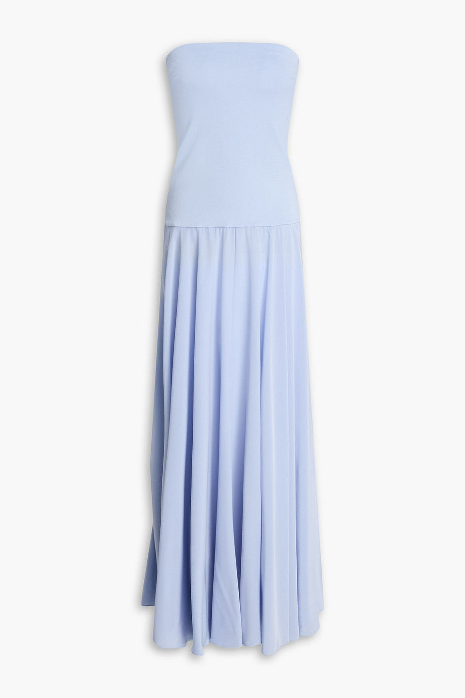 Esse Studios Illi Strapless Stretch-knit And Silk-crepe Maxi Dress In Blue