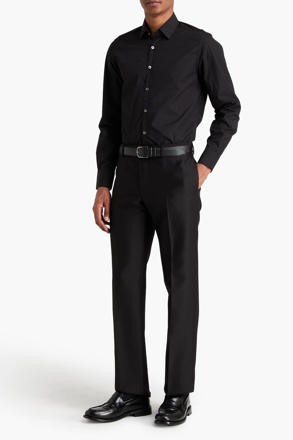 CANALI Polka-dot cotton-poplin shirt