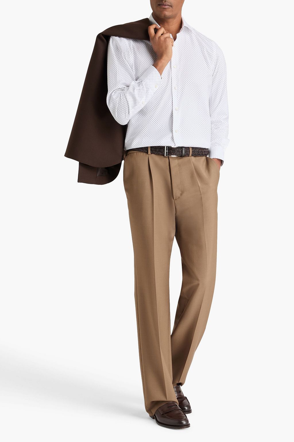 CANALI Polka-dot cotton-jacquard shirt