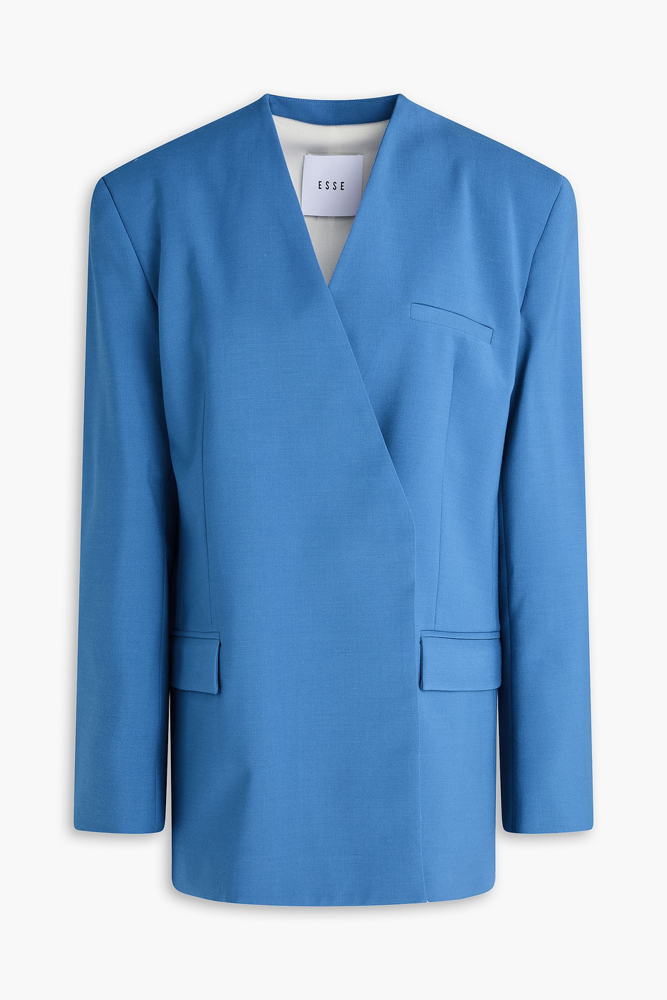 Esse Studios Homme Double-breasted Crepe Blazer In Blue