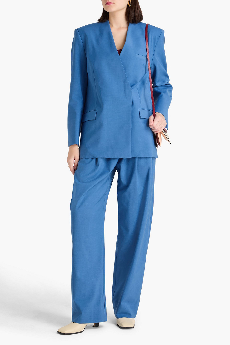 Esse Studios Homme Double-breasted Crepe Blazer In Blue