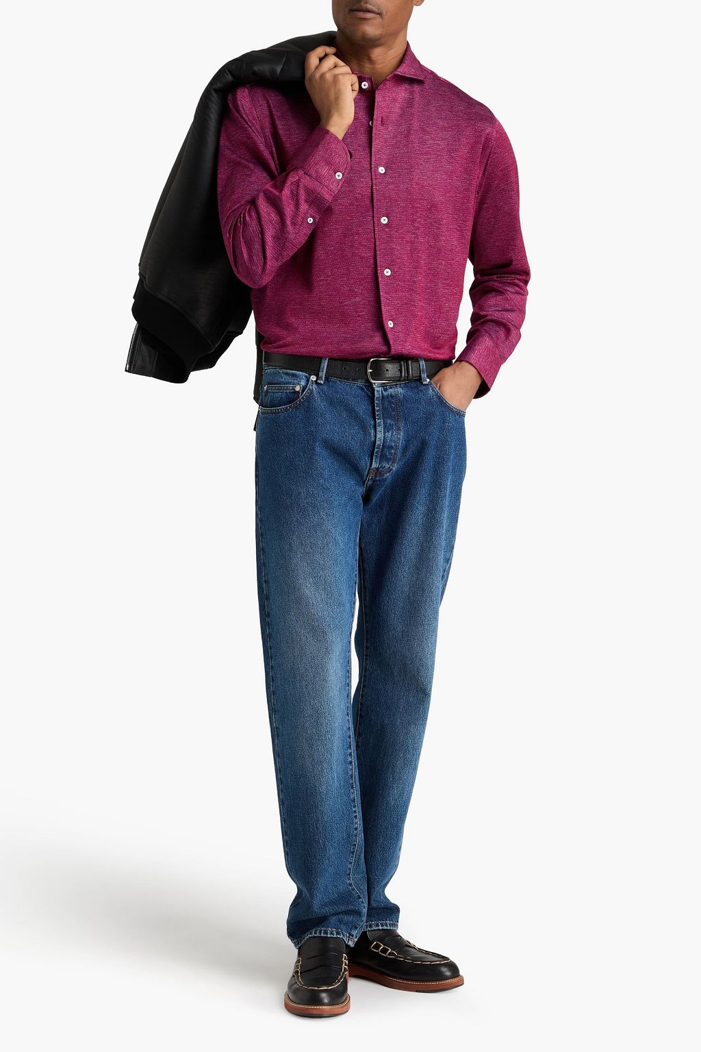 CANALI Mélange cotton-jersey shirt