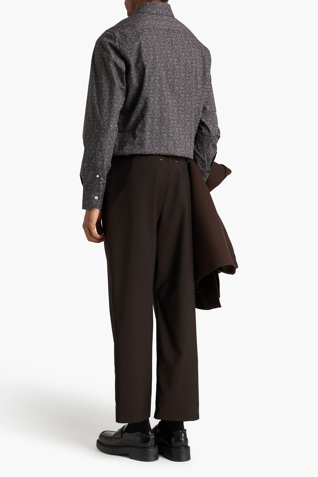 CANALI Herringbone cotton-poplin shirt