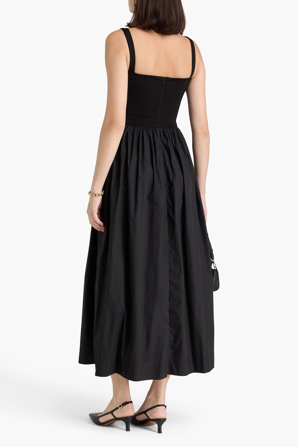Esse Studios Poplin And Stretch-knit Maxi Dress In Black