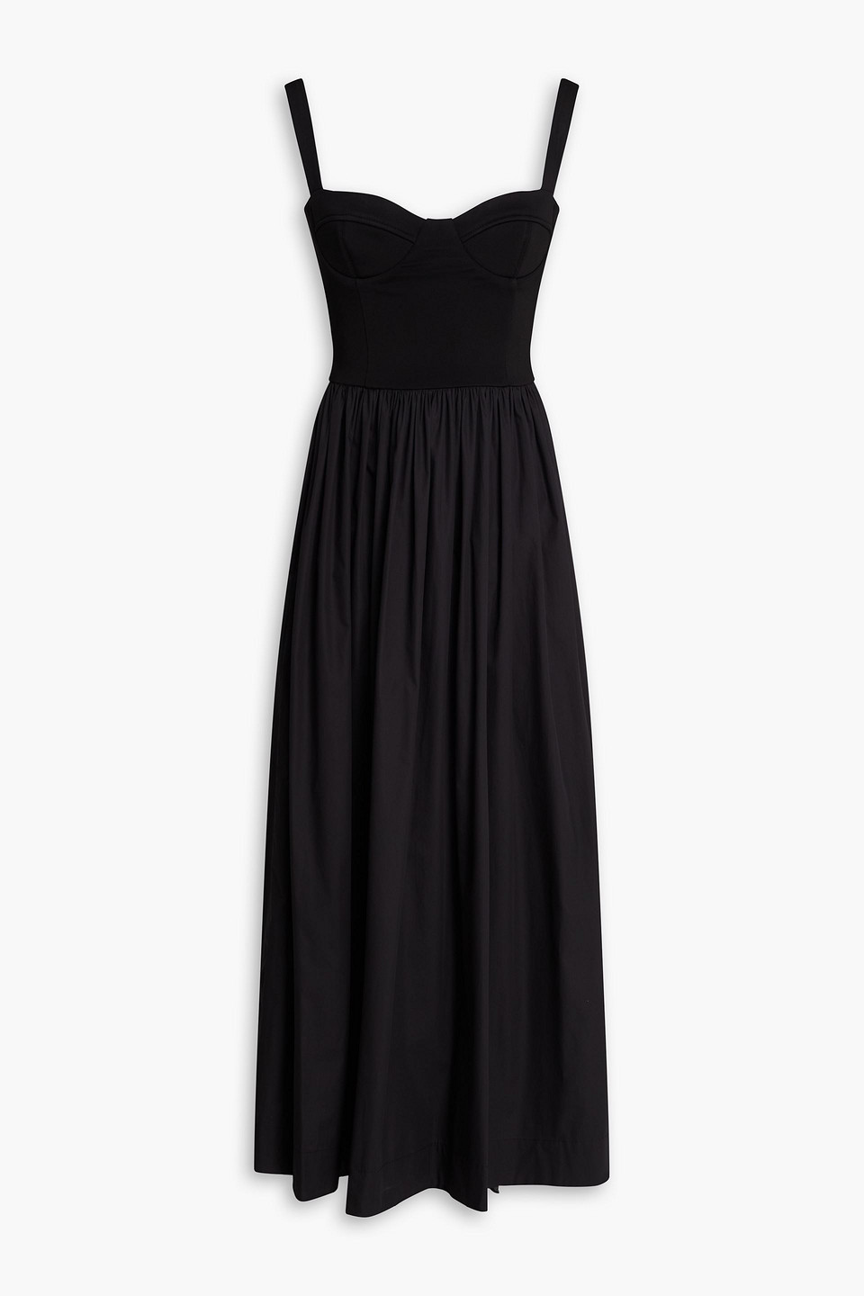 Esse Studios Poplin And Stretch-knit Maxi Dress In Black