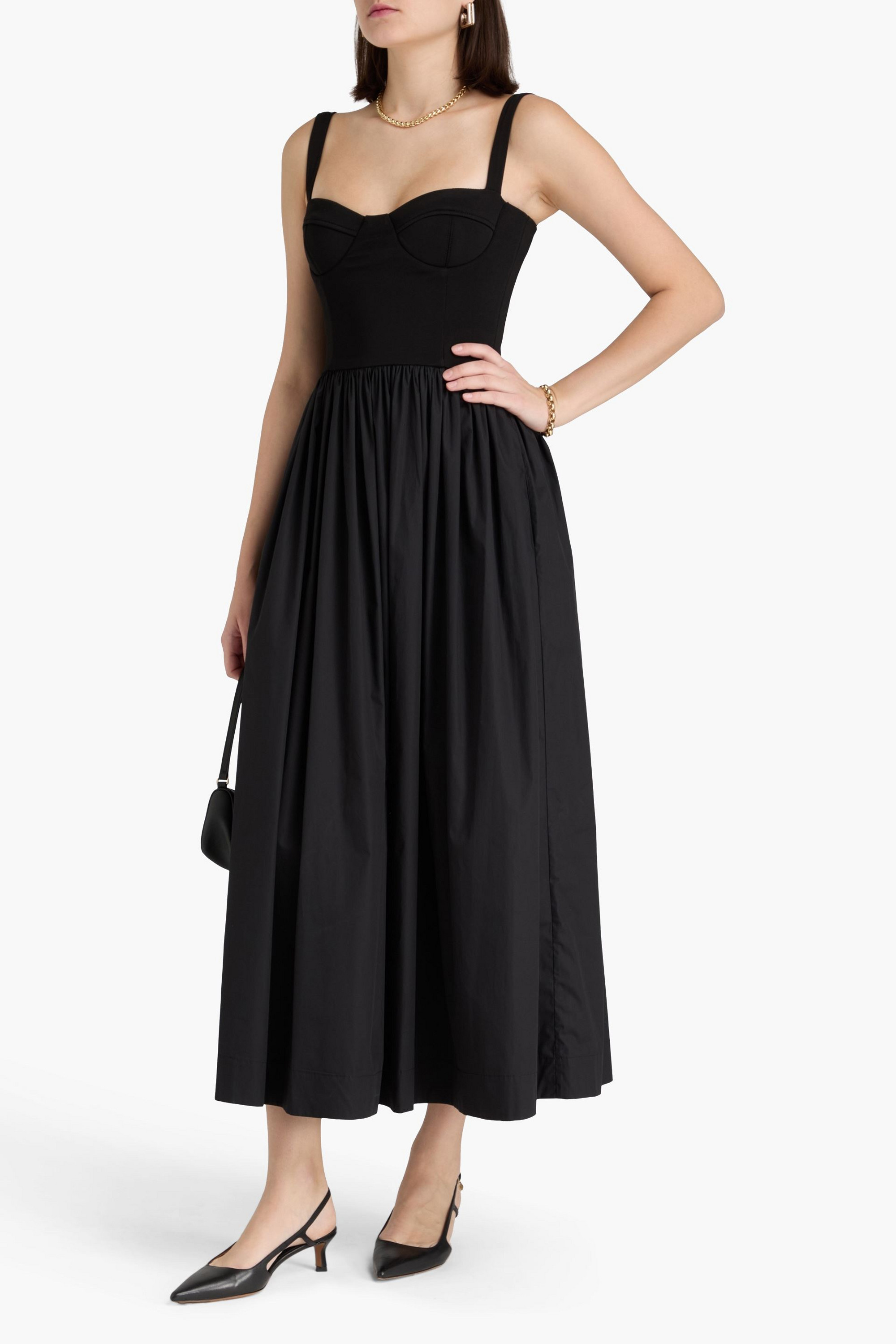 Esse Studios Poplin and stretch-knit maxi dress