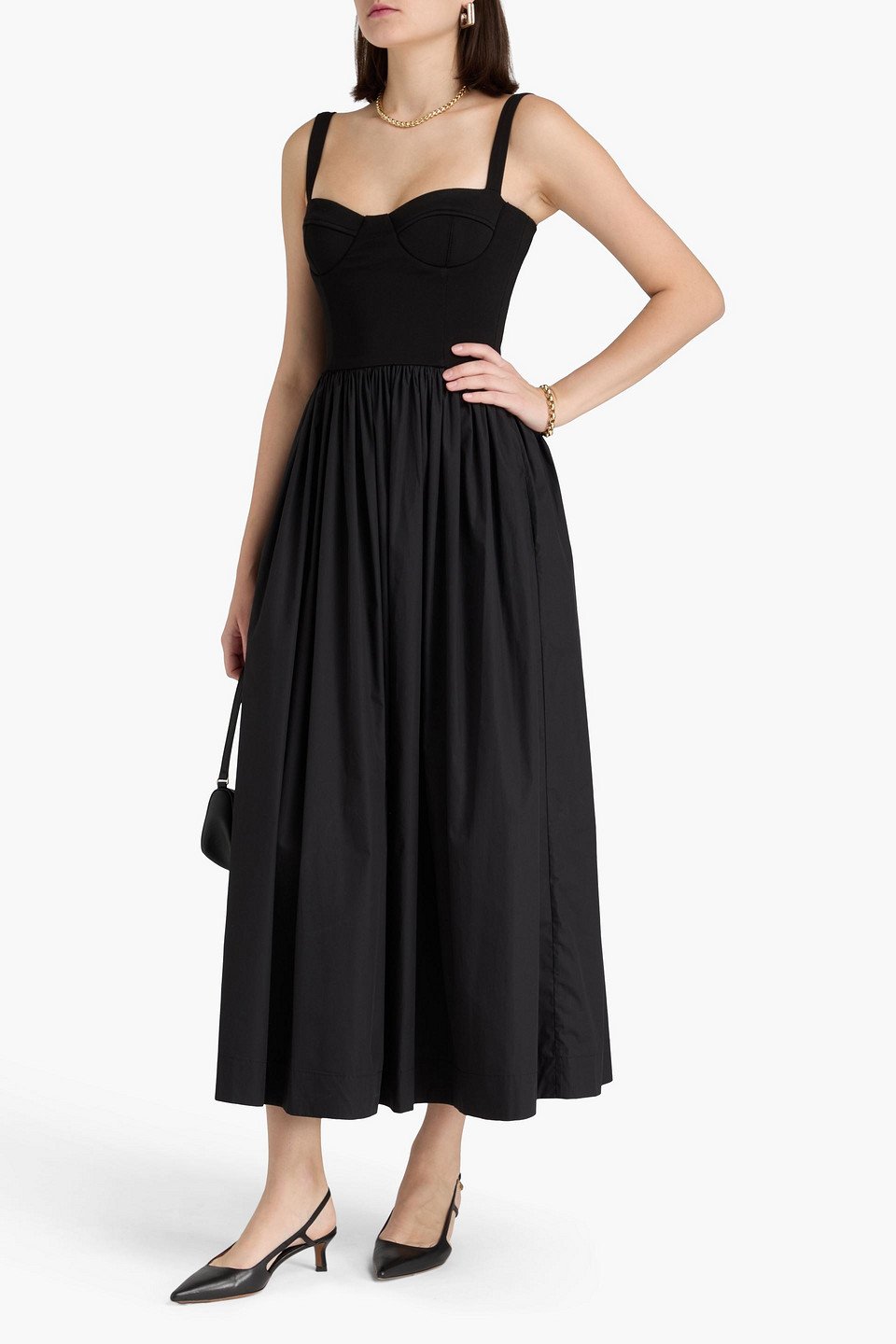 Esse Studios Poplin And Stretch-knit Maxi Dress In Black
