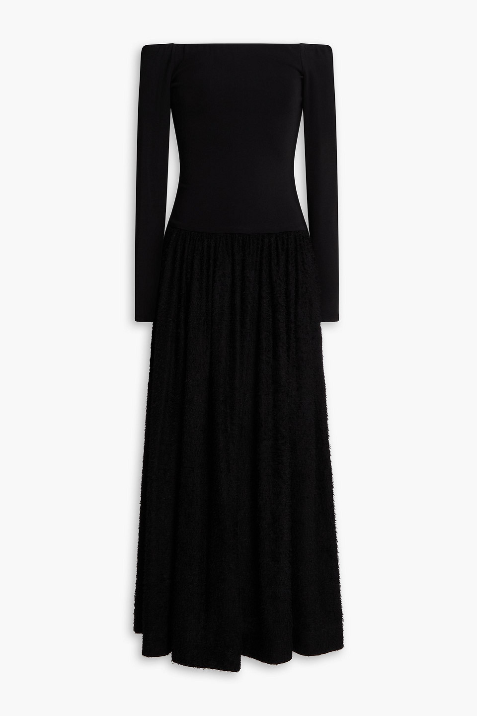 Esse Studios Versa Off-the-shoulder Fil Coupé Jersey Midi Dress In Black