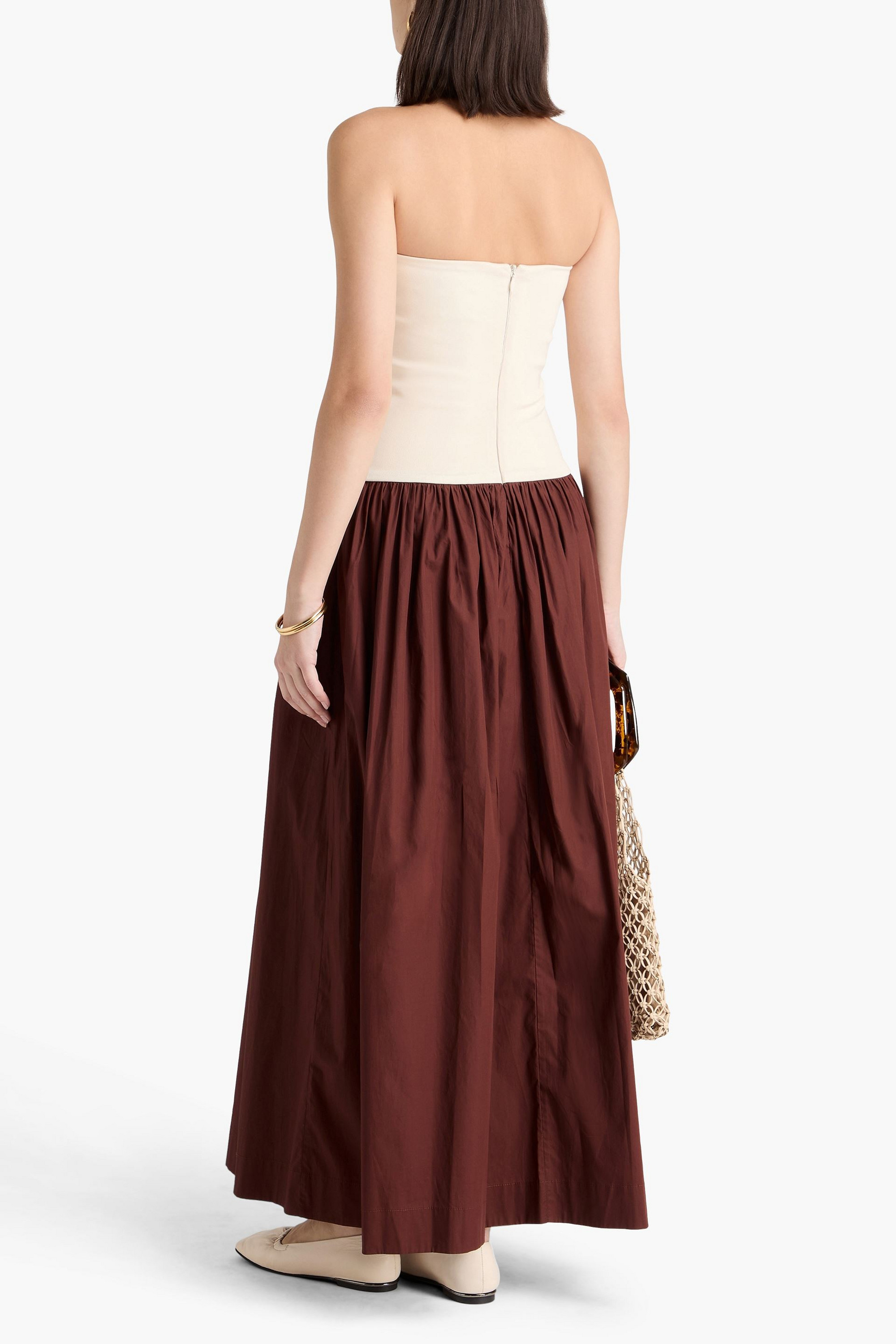 Esse Studios Strapless stretch-knit and cotton-poplin maxi dress