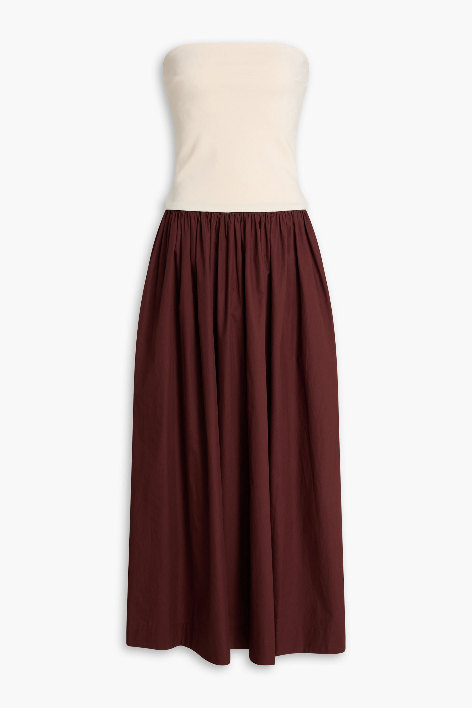 Esse Studios Strapless stretch-knit and cotton-poplin maxi dress