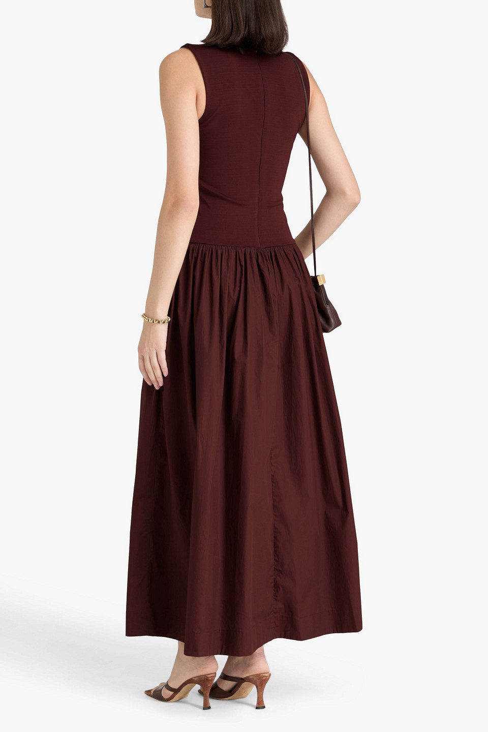  Esse Studios - Gerafftes Maxikleid Aus Stretch-strick Und Baumwollpopeline - Braun - Uk 6 